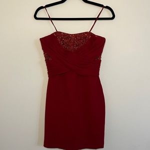 Badgley Mischka red dress sequin 0